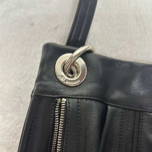 B. Makowsky Durango Soft Leather Convertible Crossbody Shoulder Handbag Black - Picture 13 of 14